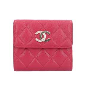 CHANEL Red Caviar Leather Wallet